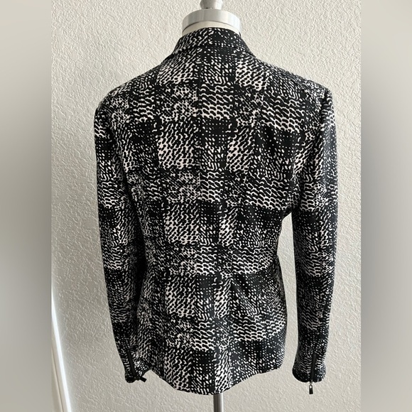Grace Elements black and White zip front jacket women’s size 8 - Picture 3 of 6